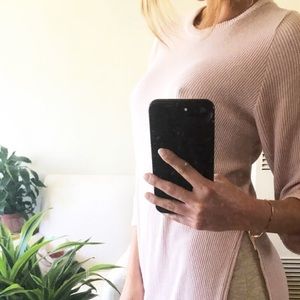 Blush pink ribbed sweater